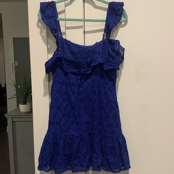 NWOT Lulus Cobalt Blue Eyelet Mini Dress - Picture 7 of 8